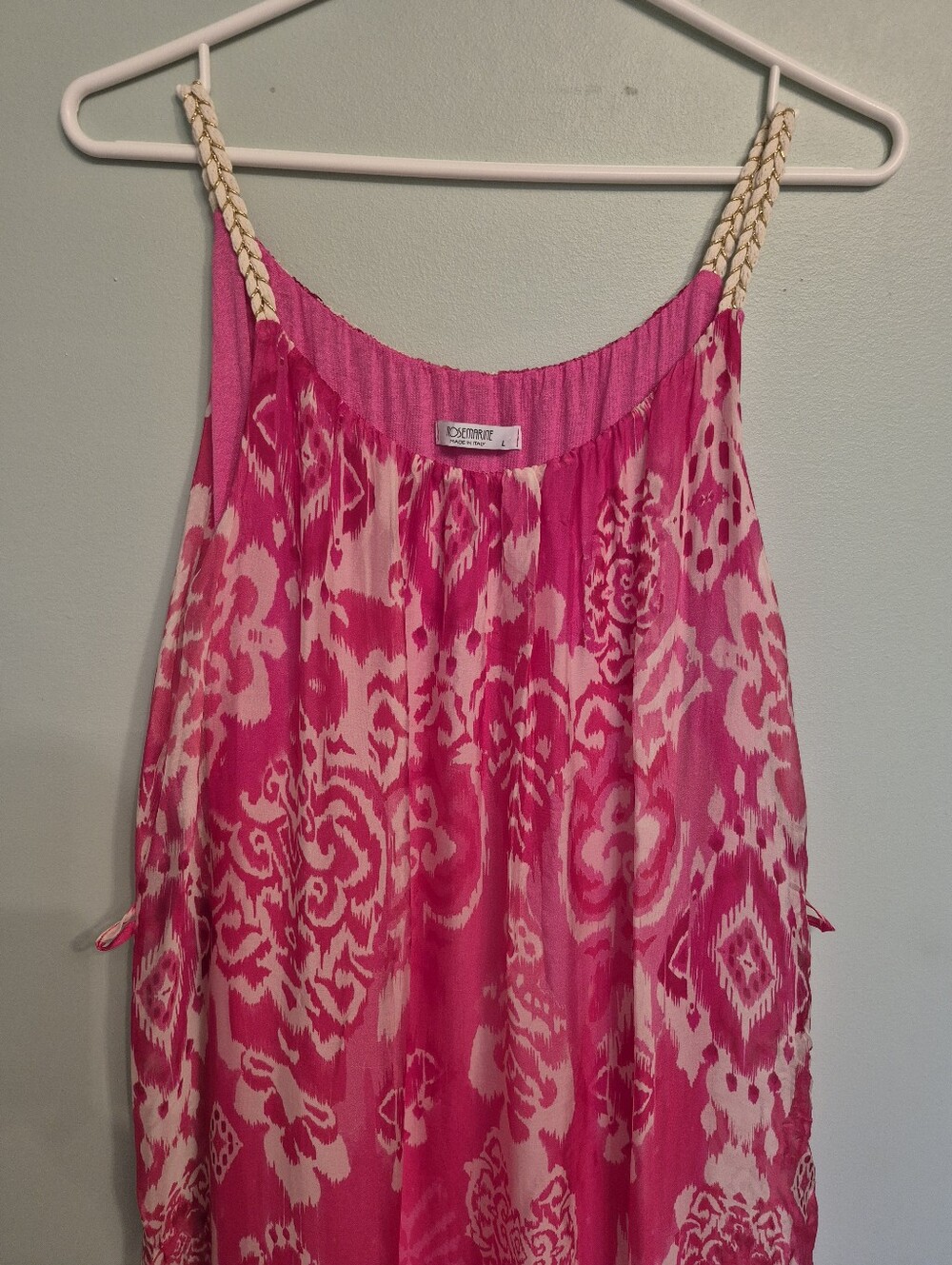 Rosemarine Women's Italian Beach Resortwear Pink Silk Blend Maxi Dress Size L - Picture 3 of 7